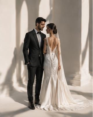 Minimal bianco e nero con oro: Anna & Marco